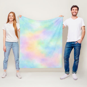Pastel Watercolor Dream – Soft Rainbow Gradient Fleece Blanket