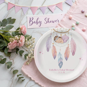 Pastel Watercolor Dreamcatcher Baby Shower  Paper Plate
