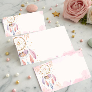Pastel Watercolor Dreamcatcher Baby Shower  Place Card