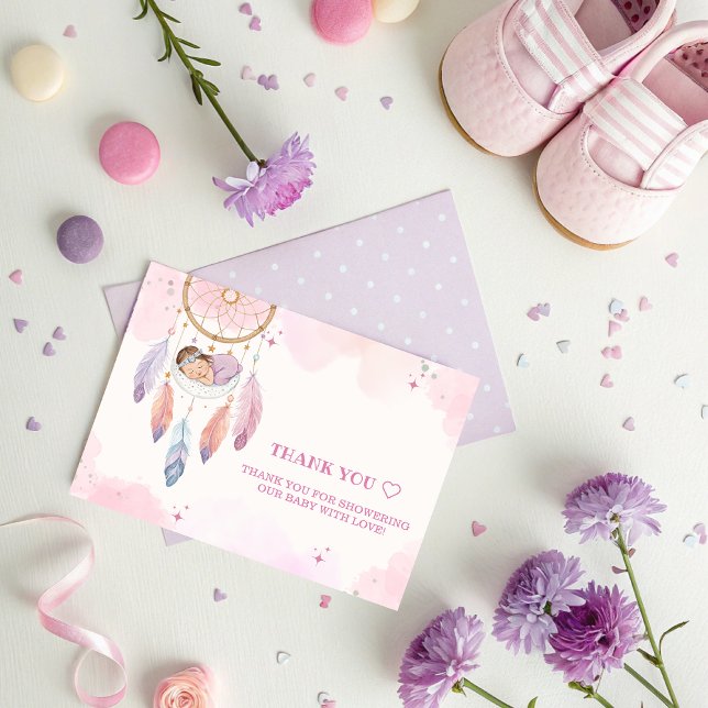 Pastel Watercolor Dreamcatcher Baby Shower Thank You Card (Creator Uploaded)