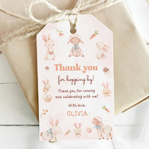 Pastel Watercolor Easter Bunny Birthday Gift Tags
