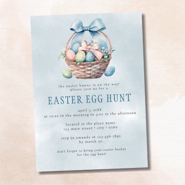 Pastel Watercolor Easter Egg Hunt Easter Basket Invitation (Creator Uploaded)