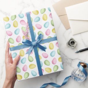 Pastel Watercolor Easter Egg Pattern Wrapping Paper