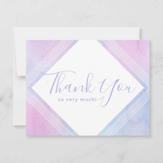Pastel Watercolor Elegant Birthday Purple Thank You Card (Front)