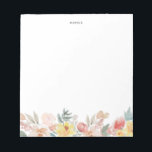 Pastel Watercolor Fall Floral Garland Personalised Notepad<br><div class="desc">Fall theme floral notepad featuring watercolor illustrations of pastel yellow,  blush and pink flowers.  This autumn floral notepad will be perfect as a personalised gift. Personalise by adding a name or short phrase.</div>