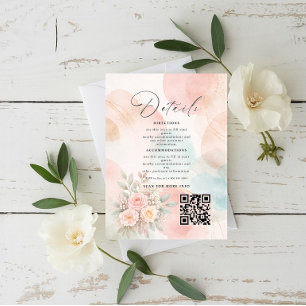 Pastel Watercolor Floral Abstract Shapes Wedding Enclosure Card