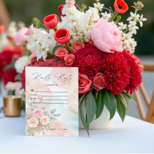 Pastel Watercolor Floral Abstract Shapes Wedding RSVP Card