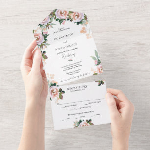Pastel Watercolor Floral All-in-One Invitation