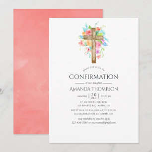 Pastel Watercolor Floral Confirmation Invitation