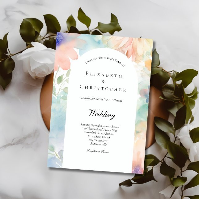 Pastel Watercolor Floral Elegant Modern Wedding Invitation (Pastel Floral Watercolor Elegant Modern Wedding Invitation)