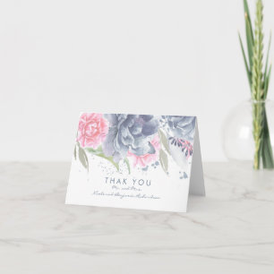 Pastel Watercolor Floral Elegant Wedding Thank You Card