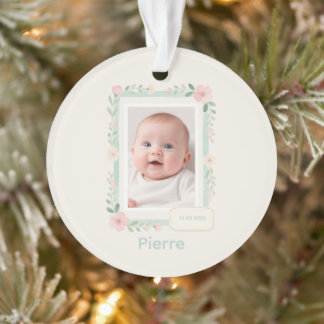 Pastel Watercolor Floral Empty Photo Frame Ornament