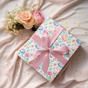 Pastel Watercolor Floral   Feminine Botanical  Wrapping Paper
