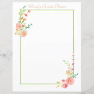 Pastel Watercolor Floral Frame Scrapbook Paper