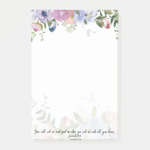 Pastel watercolor floral Jeremiah 29:13 scripture Post-it Notes