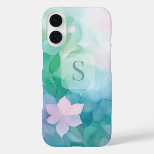 Pastel Watercolor Floral Monogram iPhone 16 Case