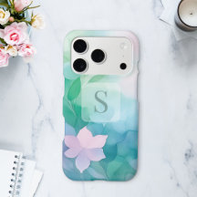Pastel Watercolor Floral Monogram iPhone 17 Case