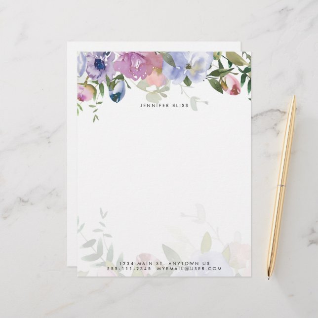 Pastel watercolor floral personalised (Front/Back In Situ)