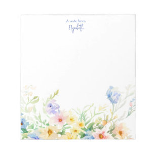Pastel watercolor floral personalised notepad