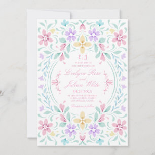 Pastel Watercolor Floral Wedding Invitation