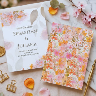  Pastel Watercolor Floral Wedding Invitation