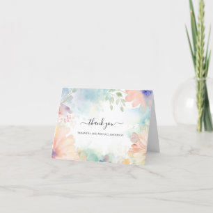 Pastel Watercolor Floral Wedding Thank you card