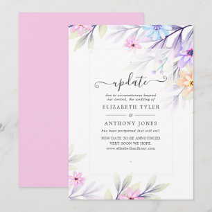 Pastel Watercolor Floral Wedding Update Invitation