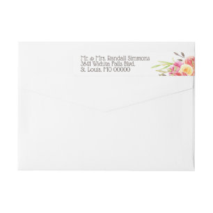 Pastel Watercolor Florals Return Address Wrap Around Label