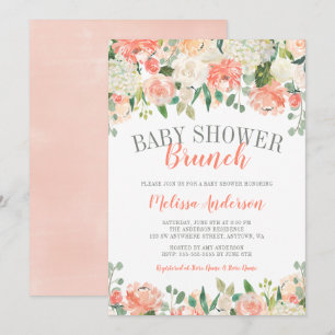 Pastel Watercolor Flower Brunch Baby Shower Invite