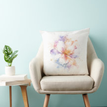 Pastel Watercolor Flower with Gold Accents Art