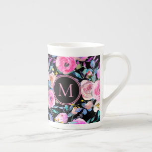 Pastel Watercolor Flowers Bone China Mug