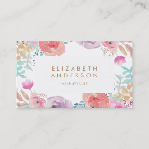 Pastel Watercolor Flowers Business Card