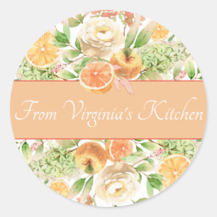 Pastel Watercolor Flowers, Fruit and Foliage Classic Round Sticker