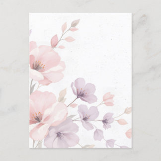 Pastel Watercolor Flowers Invitation Postcard