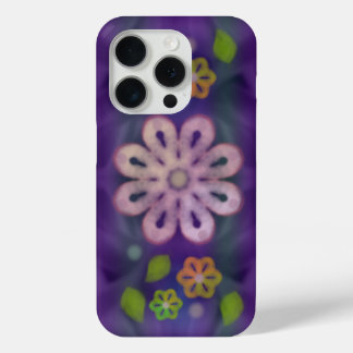 Pastel Watercolor Flowers on Purple Background iPhone 15 Pro Case
