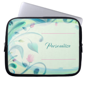 Pastel Watercolor Flowers Personalise Laptop Sleeve
