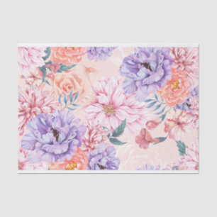 Pastel Watercolor Flowers Pink Lavender Decoupage Tissue Paper