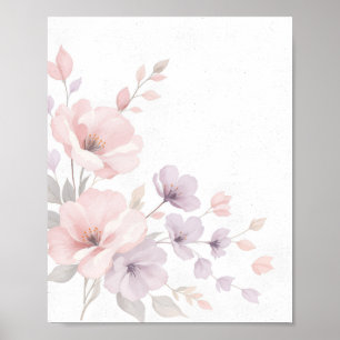 Pastel Watercolor Flowers Poster
