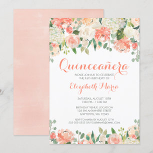 Pastel Watercolor Flowers Quinceañera Invitation