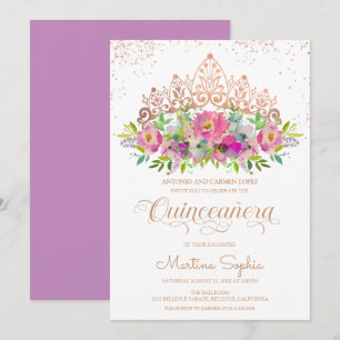 Pastel Watercolor Flowers Quinceanera Invitation