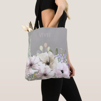Pastel Watercolor Flowers Tote Bag