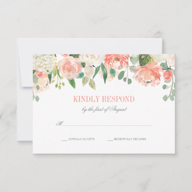 Pastel Watercolor Flowers Wedding RSVP (Front)