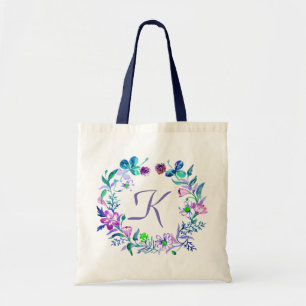 Pastel Watercolor Flowers Wreath Tote Bag