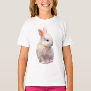 Pastel Watercolor Fluffy Bunny Kids T-Shirt