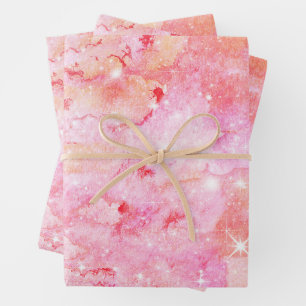 Pastel Watercolor & Galaxy Nebula Abstract Pattern Wrapping Paper Sheet