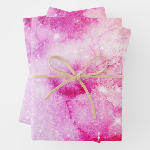 Pastel Watercolor & Galaxy Nebula Abstract Pattern Wrapping Paper Sheet