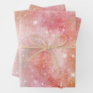 Pastel Watercolor & Galaxy Nebula Abstract Pattern Wrapping Paper Sheet