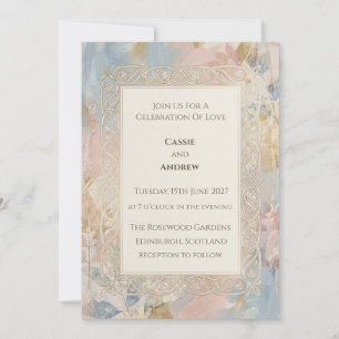 Pastel Watercolor Geometric Filigree Wedding Invit Invitation