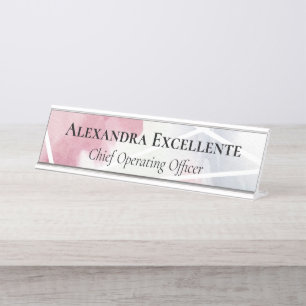 Pastel Watercolor Geometric Modern Custom Womens Desk Name Plate