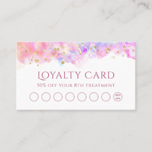 pastel watercolor glitter loyalty card